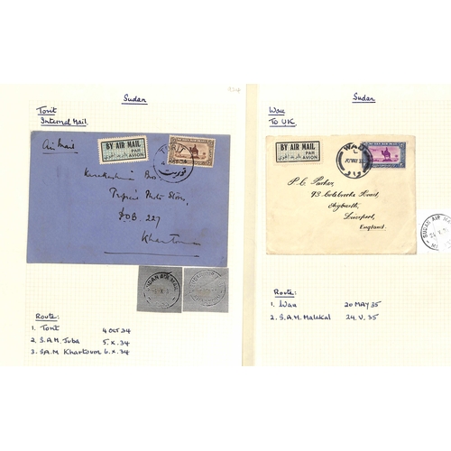 1460 - Air Mails. 1929-38 Covers sent by air from or within Sudan (41), or to Sudan (15), most commercial, ... 