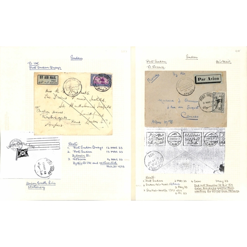 1460 - Air Mails. 1929-38 Covers sent by air from or within Sudan (41), or to Sudan (15), most commercial, ... 