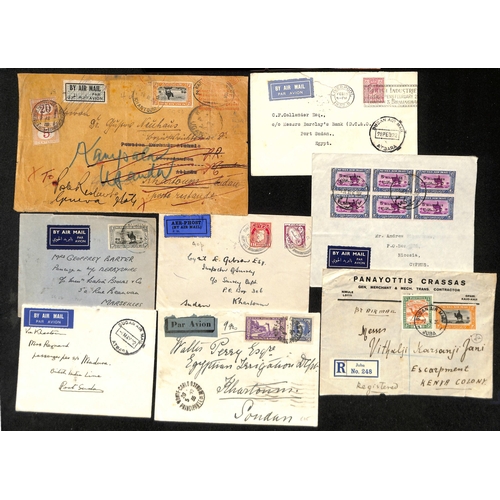 1460 - Air Mails. 1929-38 Covers sent by air from or within Sudan (41), or to Sudan (15), most commercial, ... 