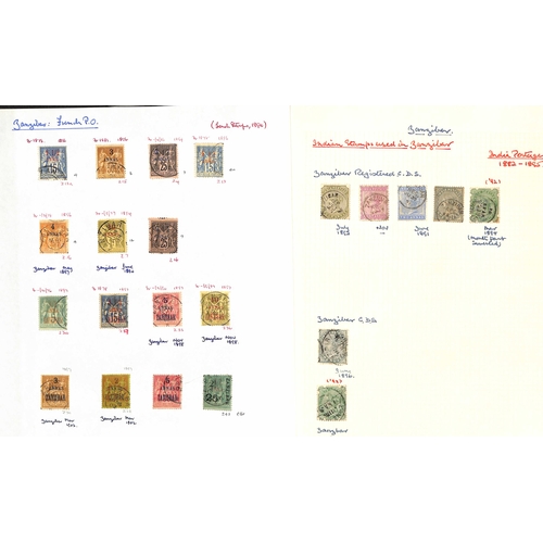 1554 - 1875-1967 Used collection on pages including India used in Zanzibar (37 + 2 pieces), France used in ... 