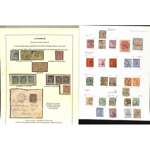 1554 - 1875-1967 Used collection on pages including India used in Zanzibar (37 + 2 pieces), France used in ... 