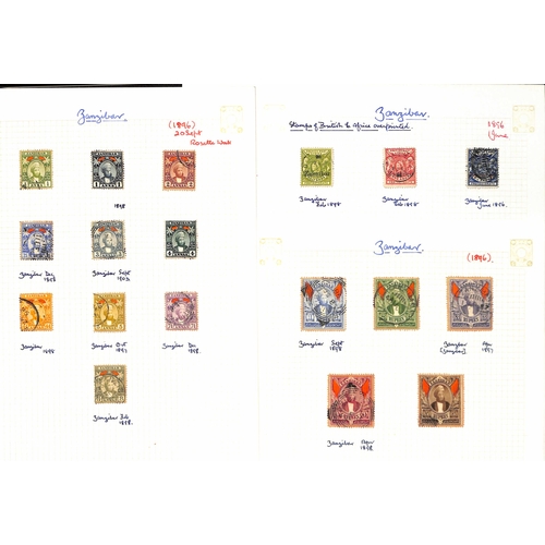 1554 - 1875-1967 Used collection on pages including India used in Zanzibar (37 + 2 pieces), France used in ... 