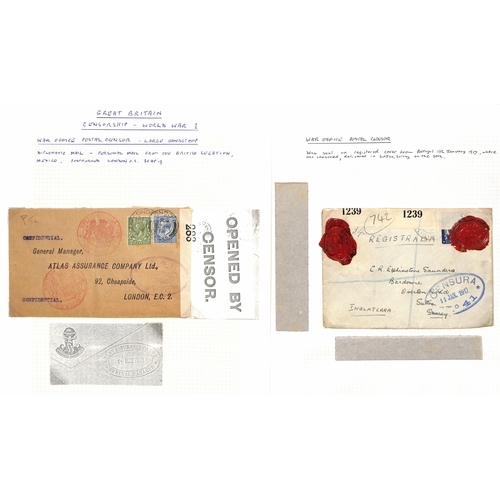 708 - Great Britain - Civil Censorship. 1914-18 Covers and cards including 