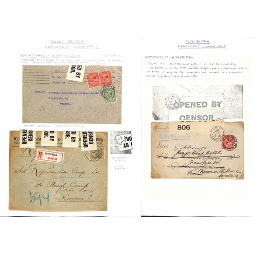 708 - Great Britain - Civil Censorship. 1914-18 Covers and cards including 