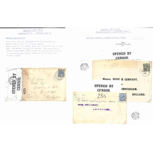 708 - Great Britain - Civil Censorship. 1914-18 Covers and cards including 