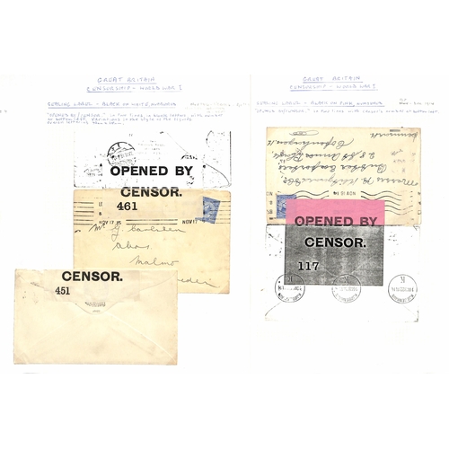 708 - Great Britain - Civil Censorship. 1914-18 Covers and cards including 