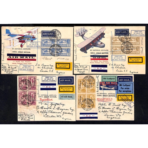 1154 - 1929 (Nov 4/Dec 20) Air stamps, First Day Covers of the six stamps, each value in a block of four on... 