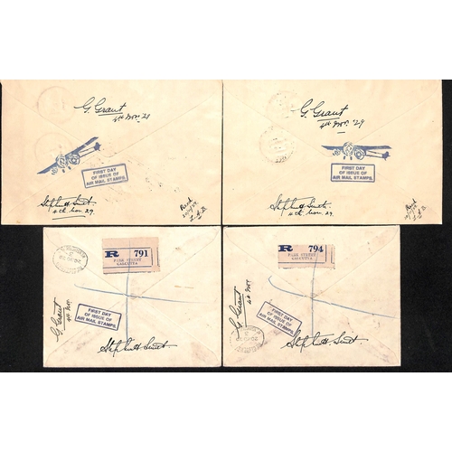 1154 - 1929 (Nov 4/Dec 20) Air stamps, First Day Covers of the six stamps, each value in a block of four on... 