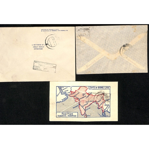 1180 - Bahrain. 1932 (Oct 17/18) Tata Sons Ltd, Madras to Karachi route first flight covers all addressed t... 