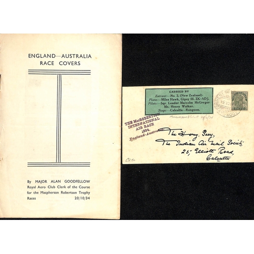 1196 - 1934 (Oct 24) England to Australia MacRobertson Air Race, cover flown on the Calcutta to Rangoon leg... 