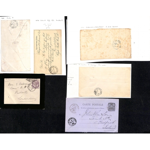 1209 - Dublin & Belfast T.P.O. 1868-1918 Covers and cards with various T.P.O or R.P.O datestamps cancelling... 