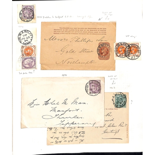 1209 - Dublin & Belfast T.P.O. 1868-1918 Covers and cards with various T.P.O or R.P.O datestamps cancelling... 