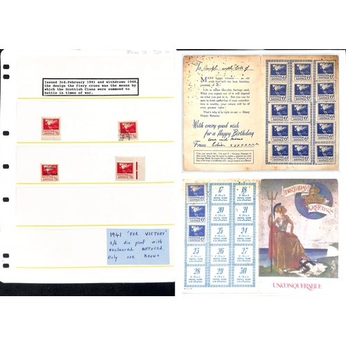 121 - Cinderellas including Post Office Saving Bank deposit slips (3) bearing postage stamps, and various ... 