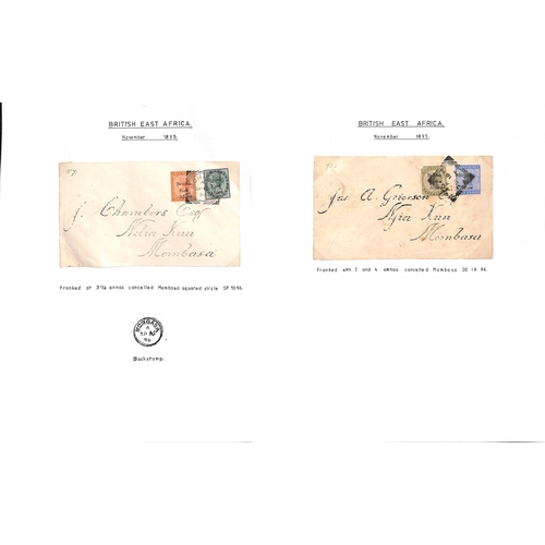 1220 - 1896-97 Covers posted within Mombasa, all bearing 1895-96 India overprint issue, one cover franked 2... 