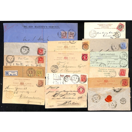 1272 - 1887-1916 Stamped covers and postal stationery cards from Lagos (9), Southern Nigeria (8) or Norther... 