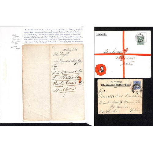 129 - 1807-1911 Entire letters, covers, etc., including 1807 letter with embossed borders and yellow edges... 