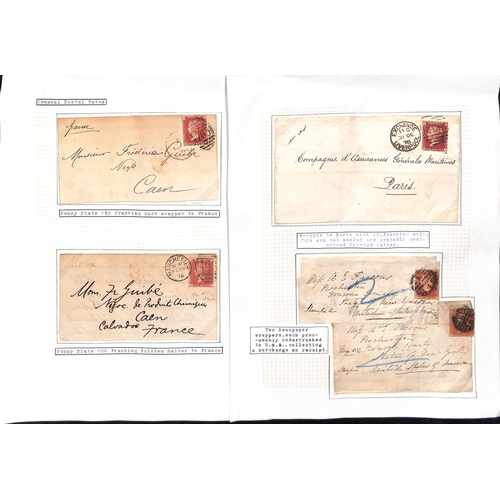 131 - 1850-79 Line Engraved covers and wrappers addressed abroad, various unusual rates including 1d print... 