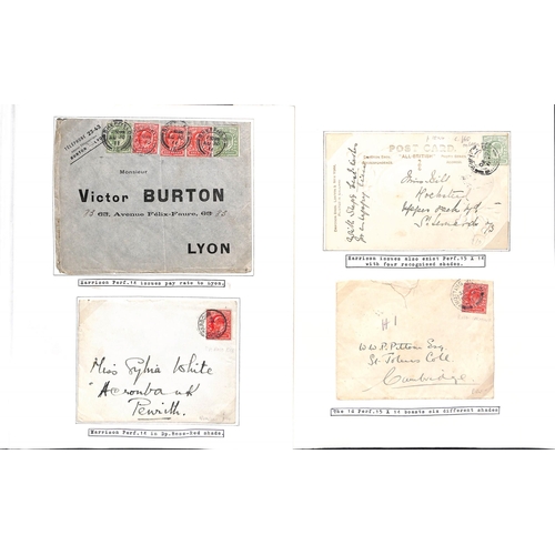 135 - 1902-11 Covers and cards bearing KEVII stamps including scarce 1½d rate registered Notice of Ob... 