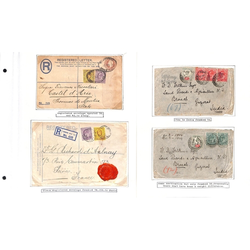 135 - 1902-11 Covers and cards bearing KEVII stamps including scarce 1½d rate registered Notice of Ob... 