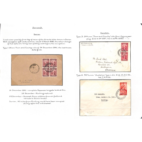 1370 - 1928-49 Covers and cards with cancellations of Binatang (3), Bintulu (7), Saratok (3) or Serian (4),... 