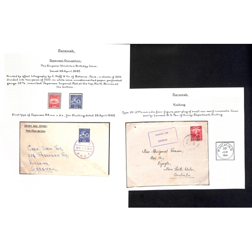 1372 - World War Two. 1939-41 Covers franked 12c to USA (2) or 8c to Australia (2) with violet boxed 