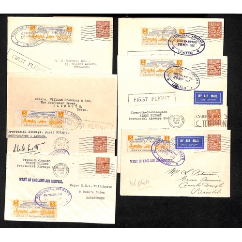 142 - Provincial Airways - West Country Air Service. 1933 Covers, postcards, letters and ephemera, includi... 