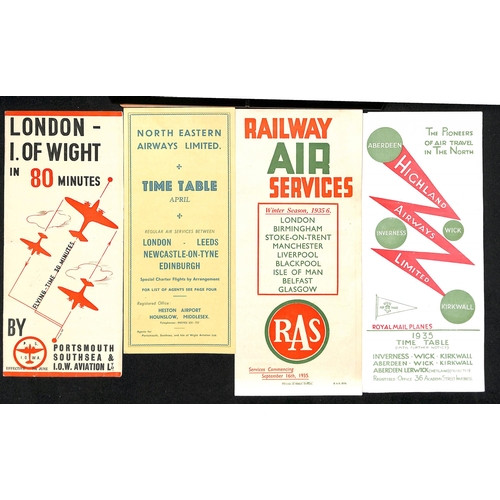 143 - 1935 Timetables for internal airlines, comprising Western Airways Express, North Eastern Airways, No... 