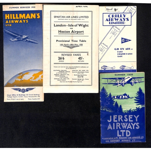 143 - 1935 Timetables for internal airlines, comprising Western Airways Express, North Eastern Airways, No... 