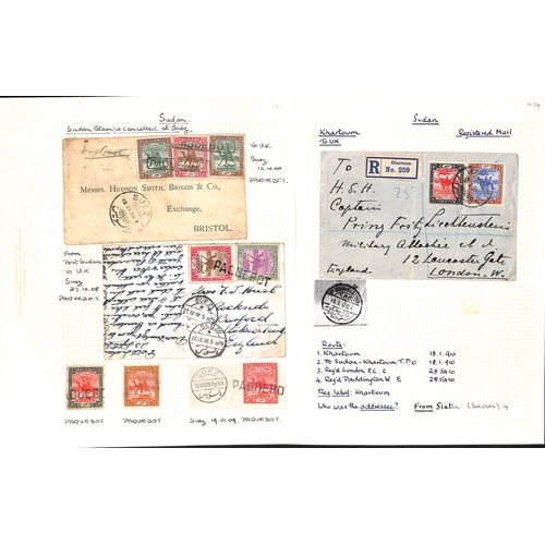 1441 - 1899-1946 Covers and cards to or from Sudan including 1899 cover from Cairo to Omdurman with Wadi Ha... 