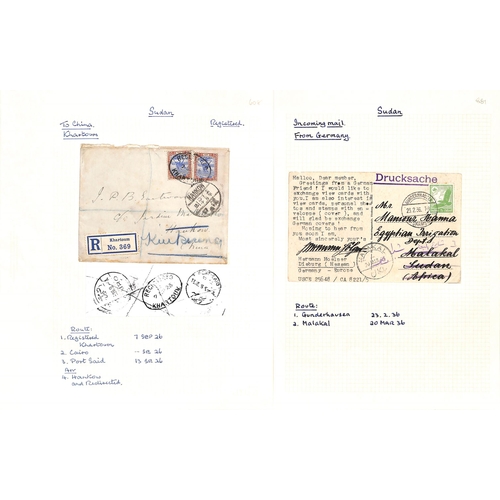 1441 - 1899-1946 Covers and cards to or from Sudan including 1899 cover from Cairo to Omdurman with Wadi Ha... 