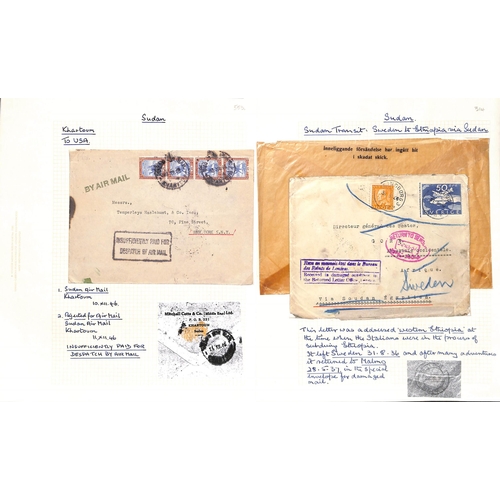 1441 - 1899-1946 Covers and cards to or from Sudan including 1899 cover from Cairo to Omdurman with Wadi Ha... 