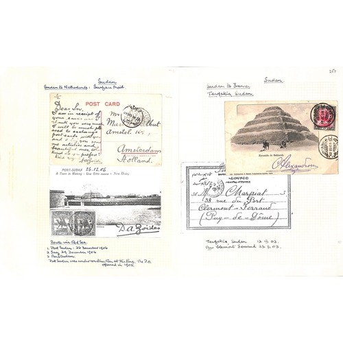 1443 - 1901-12 Picture postcards from (12) or to (8) Sudan including 1904 stampless card to Italy from an I... 