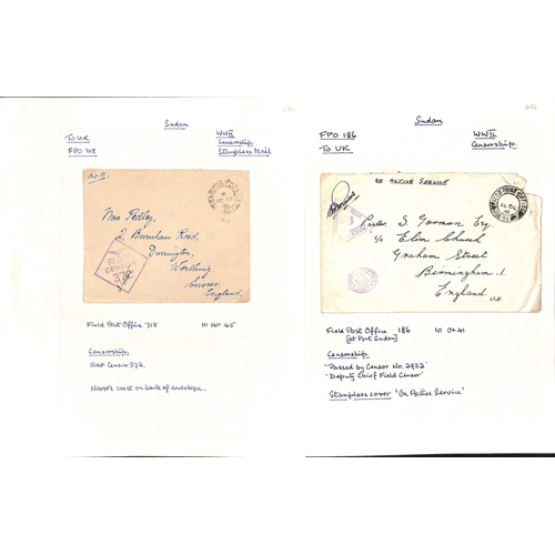 1456 - WW2 - Forces Mail. 1939-45 Covers with civil P.O cancels but forces censor cachets (8, one with Orde... 