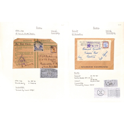 1456 - WW2 - Forces Mail. 1939-45 Covers with civil P.O cancels but forces censor cachets (8, one with Orde... 