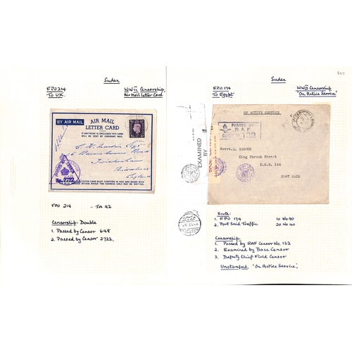 1456 - WW2 - Forces Mail. 1939-45 Covers with civil P.O cancels but forces censor cachets (8, one with Orde... 