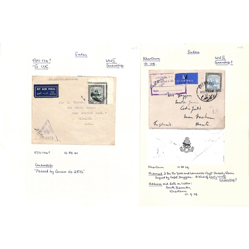 1456 - WW2 - Forces Mail. 1939-45 Covers with civil P.O cancels but forces censor cachets (8, one with Orde... 