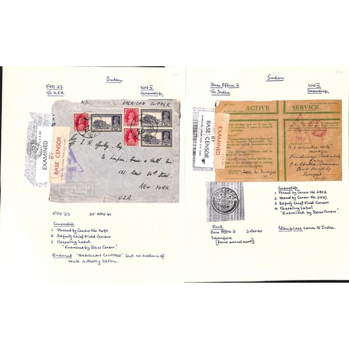 1456 - WW2 - Forces Mail. 1939-45 Covers with civil P.O cancels but forces censor cachets (8, one with Orde... 