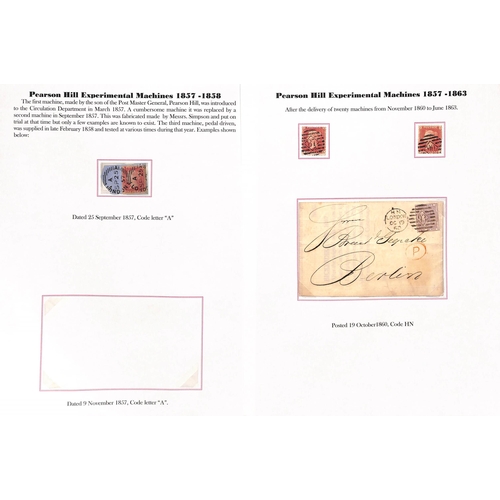 153 - Pearson Hill. 1857-62 Covers (14), pieces and stamps (34) including 1857 (Sep 25) second type machin... 