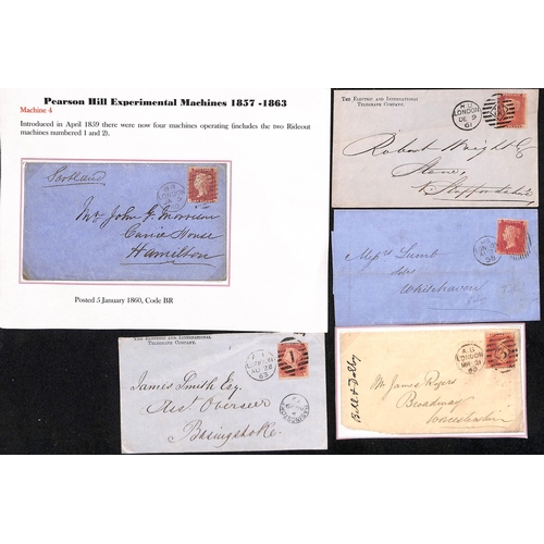 153 - Pearson Hill. 1857-62 Covers (14), pieces and stamps (34) including 1857 (Sep 25) second type machin... 