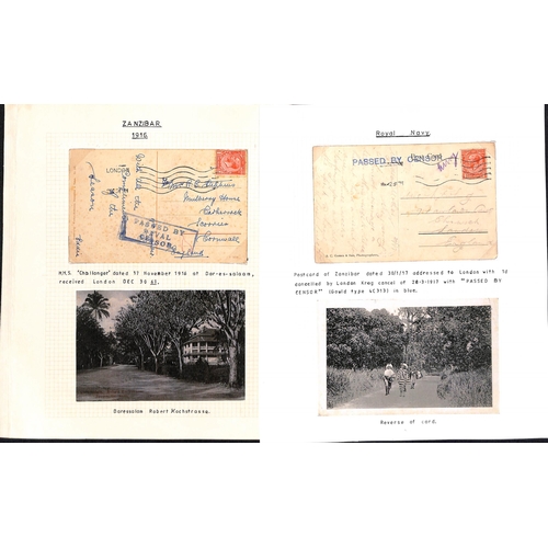 1596 - 1915-17 Picture Postcards of Zanzibar (4) or Dar-es-Salaam with G.B stamps cancelled in London, from... 