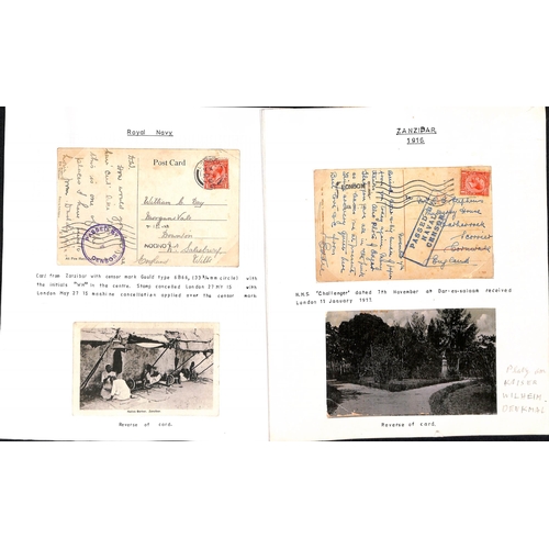 1596 - 1915-17 Picture Postcards of Zanzibar (4) or Dar-es-Salaam with G.B stamps cancelled in London, from... 