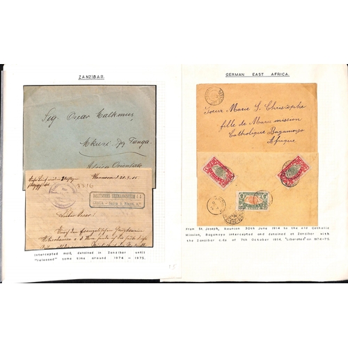 1599 - 1914 Covers from Reunion or Mayotte to Bagamoyo, both intercepted in Zanzibar and detained, the Reun... 