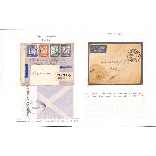 1600 - World War Two. 1940-45 Covers including 1943 stampless cover to Moshi with scarce 