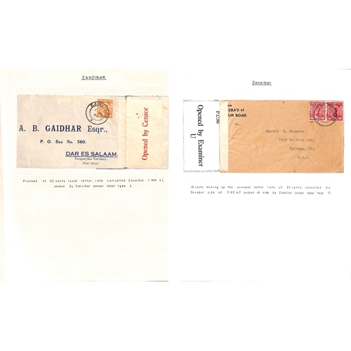 1600 - World War Two. 1940-45 Covers including 1943 stampless cover to Moshi with scarce 