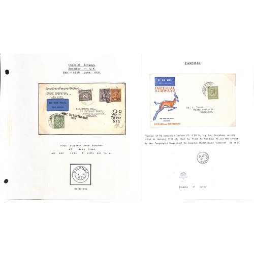 1603 - 1931-38 First flight covers comprising 1931 (June 5) Zanzibar to England via Mwanza, G.B to Zanzibar... 