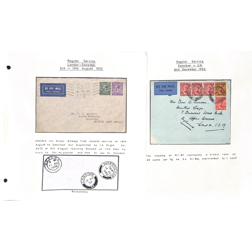 1604 - 1931-39 Flown covers carried by Imperial and/or Wilson Airways, covers from Zanzibar (20) including ... 