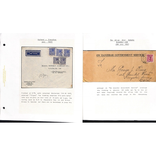 1604 - 1931-39 Flown covers carried by Imperial and/or Wilson Airways, covers from Zanzibar (20) including ... 