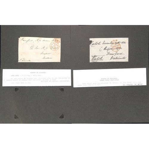 198 - c.1780-1837 Entire letters or entires (7) and fronts (20) sent as free letters, all signed by Bishop... 