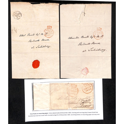 202 - 1815-39 Entire letters (12), entires (12) and envelopes (6, all very early, one with enclosed letter... 