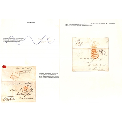 202 - 1815-39 Entire letters (12), entires (12) and envelopes (6, all very early, one with enclosed letter... 